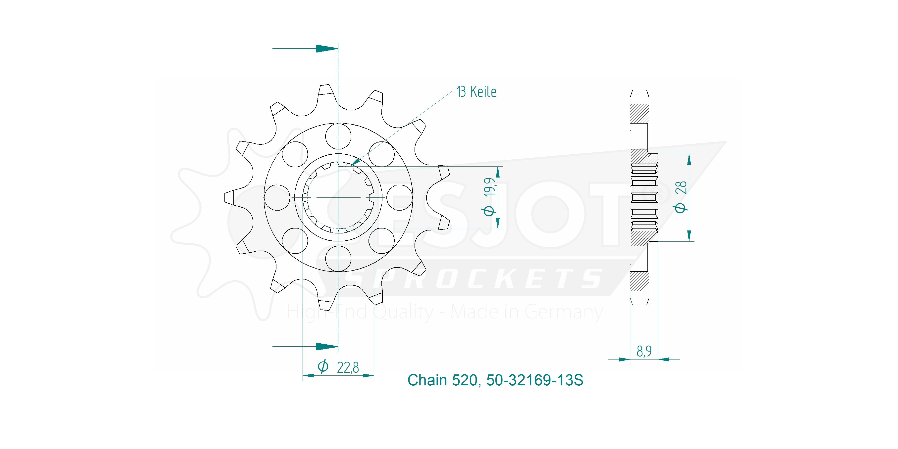 Pignon Esjot TT Lightweight 520 - 14 dents - vue 3