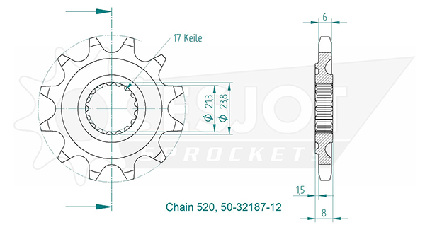 Pignon TT 520 13 Dents Esjot