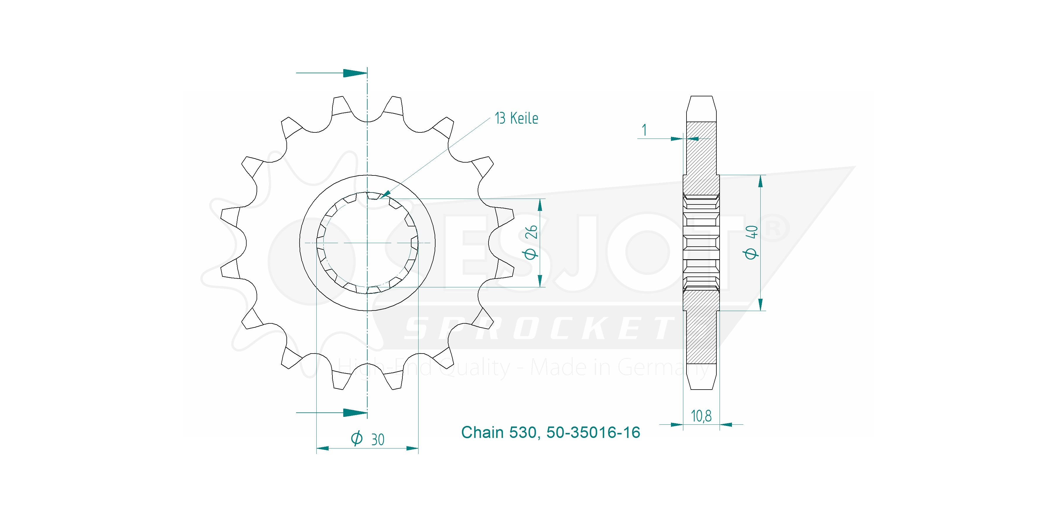 Pignon Esjot 530 16 dents similaire JTF579