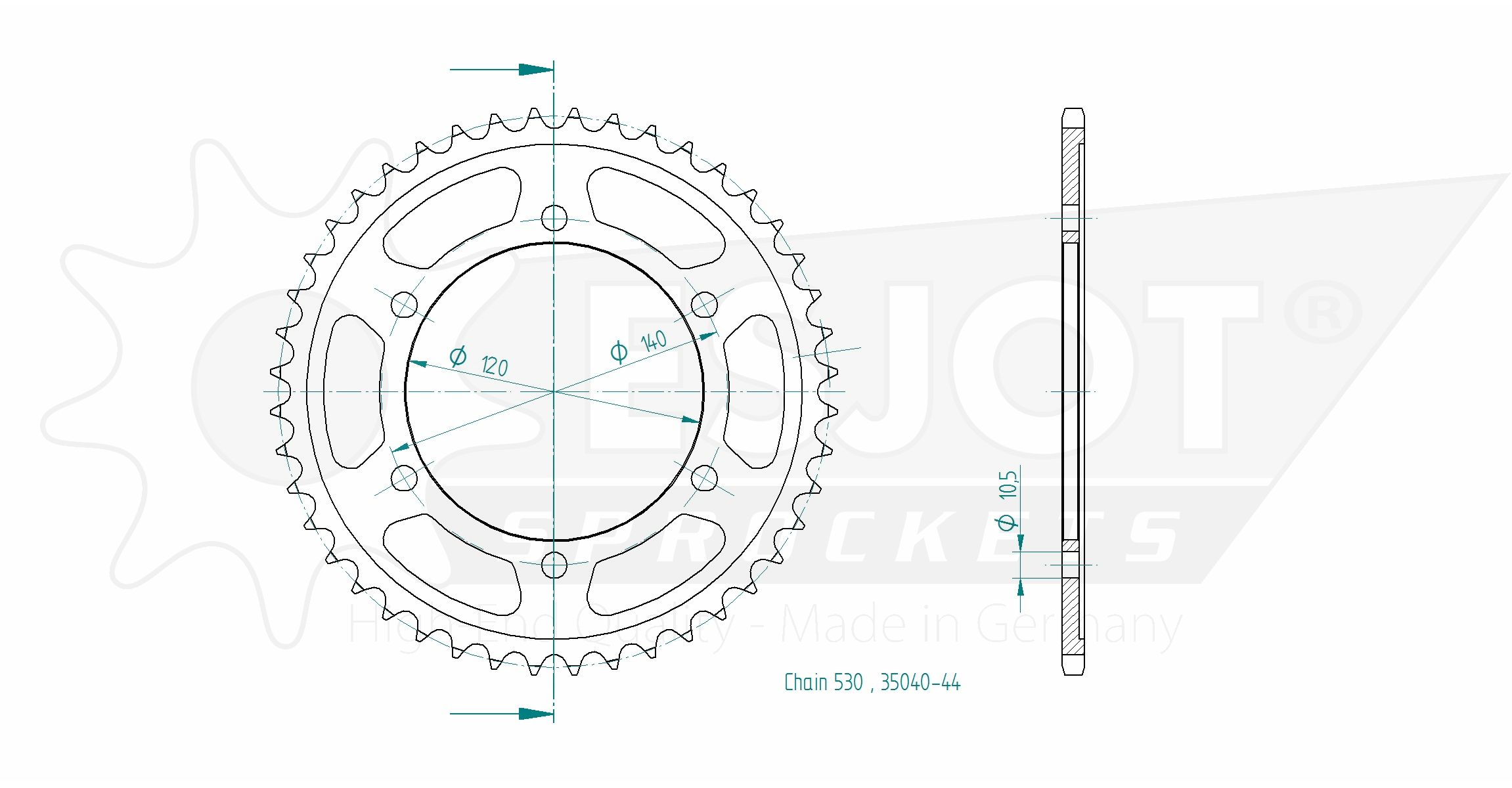Couronne Acier Esjot 530 - 44 Dents