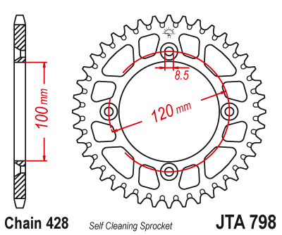 Couronne Aluminium TT Suzuki 428 48 dents Esjot JTA798 - vue 2