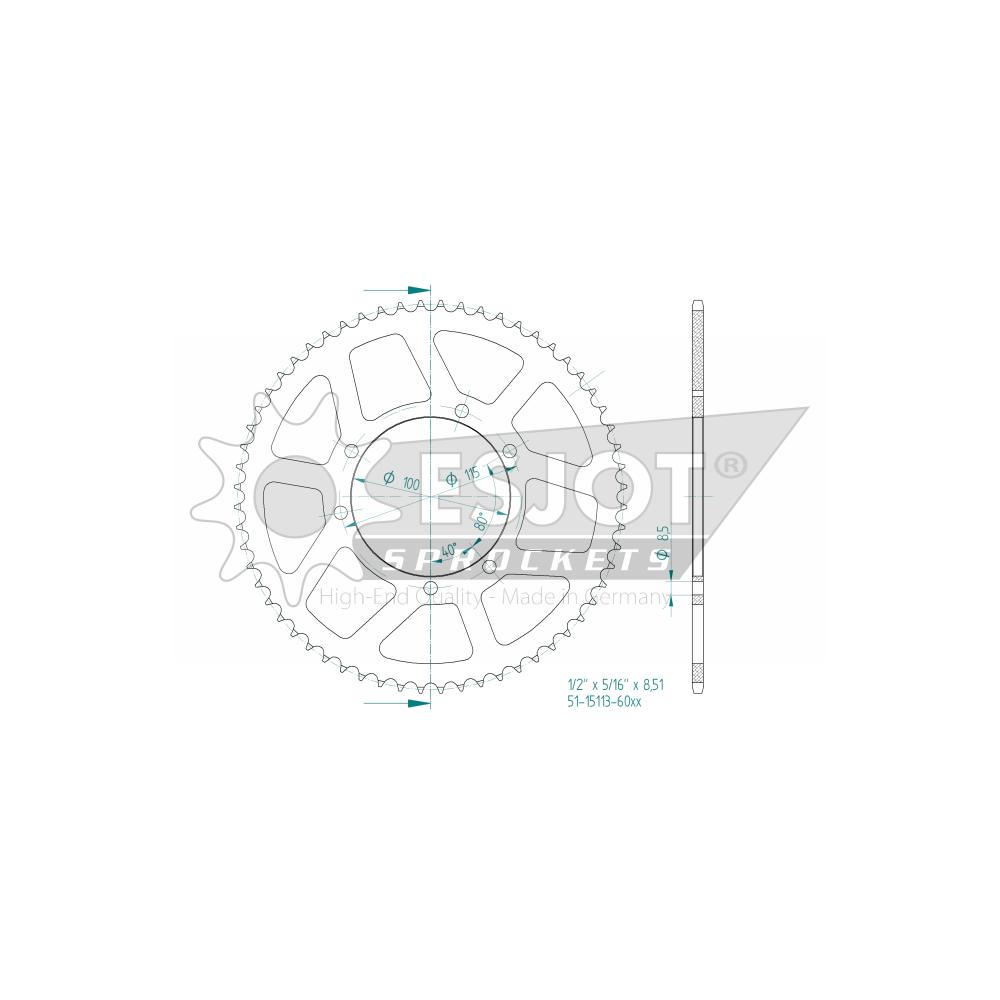Couronne Esjot 428 60 dents - vue 3