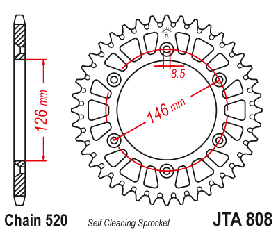 Couronne aluminium TT Suzuki 520 53 dents Esjot similaire JTA808 - vue 2