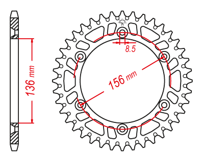 Couronne aluminium 520 - 49 dents Esjot TT Beta-Husqvarna-Suzuki noire (similaire JTA822) - vue 3