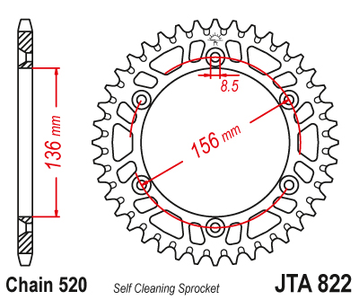 Couronne aluminium TT Husqvarna 520 51 dents Esjot JTA822 - vue 2