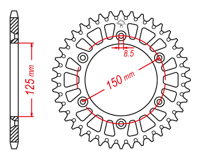 Couronne aluminium Esjot 520 - 52 dents - Orange - Compatible Husqvarna/KTM - JTA897 - vue 2
