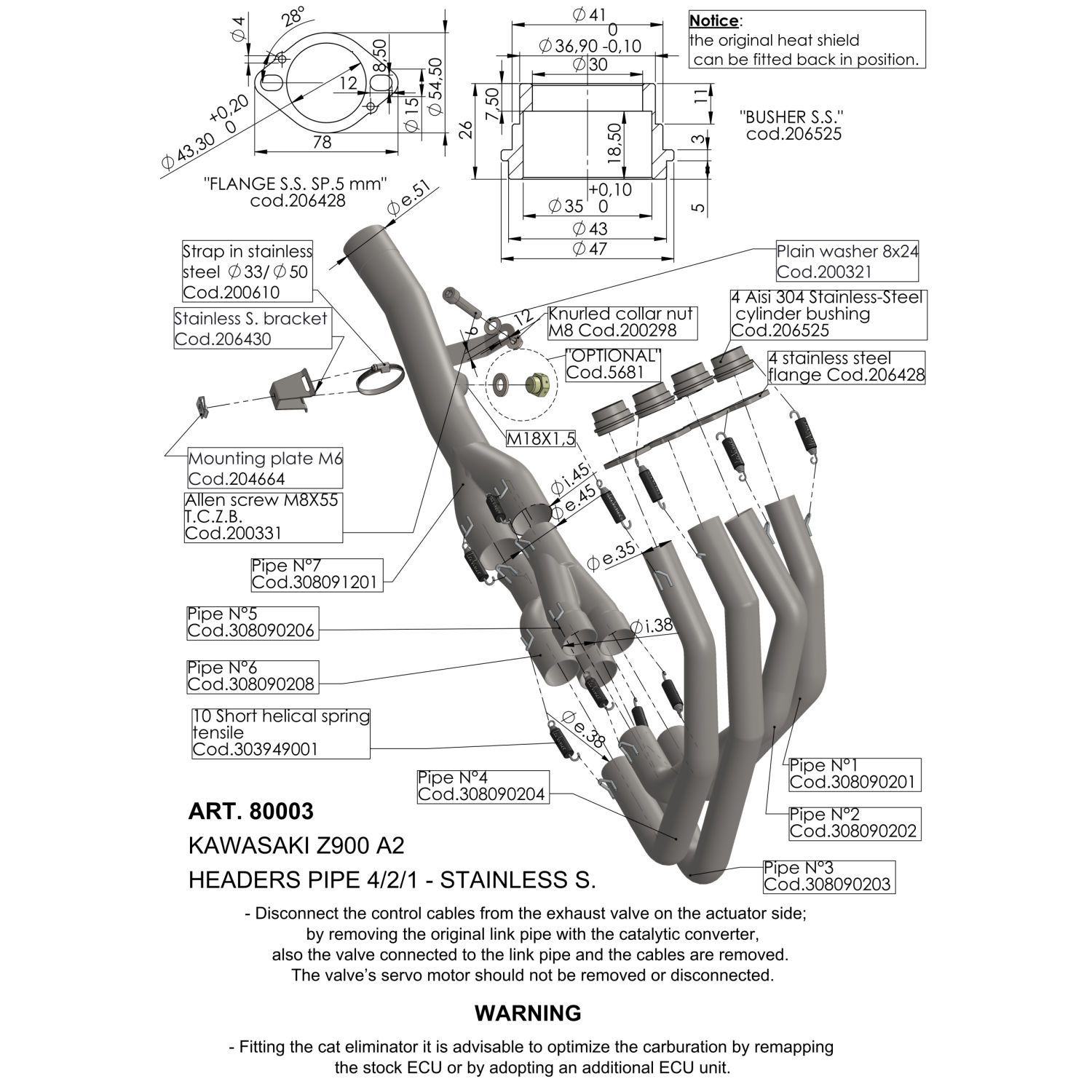 Collecteur Leovince Z 900 A2 sans catalyseur non homologué - vue 7