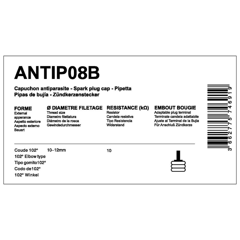 Capuchon antiparasite Myra 10 kΩ sans olive pour bougie 10-12 mm - vue 2