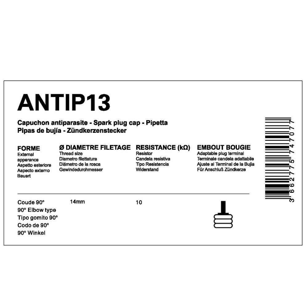 10 Antiparasites 10kΩ Sans Olive Bougie 14mm Myra - vue 2