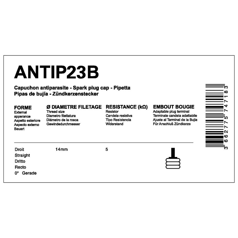 Capuchon antiparasite Myra 5kΩ sans olive bougie 14mm - vue 2