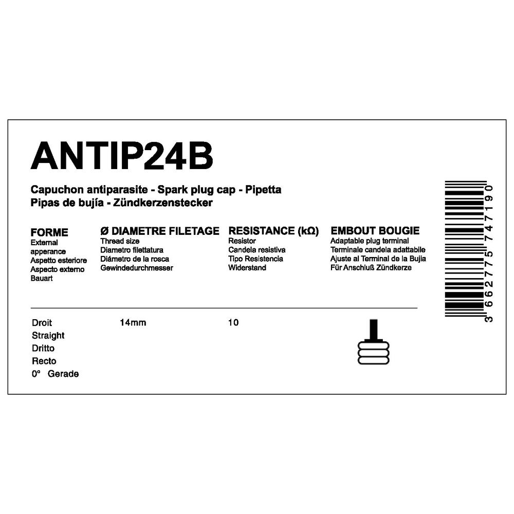 Capuchon antiparasite Myra 10kΩ sans olive bougie 14mm - vue 2