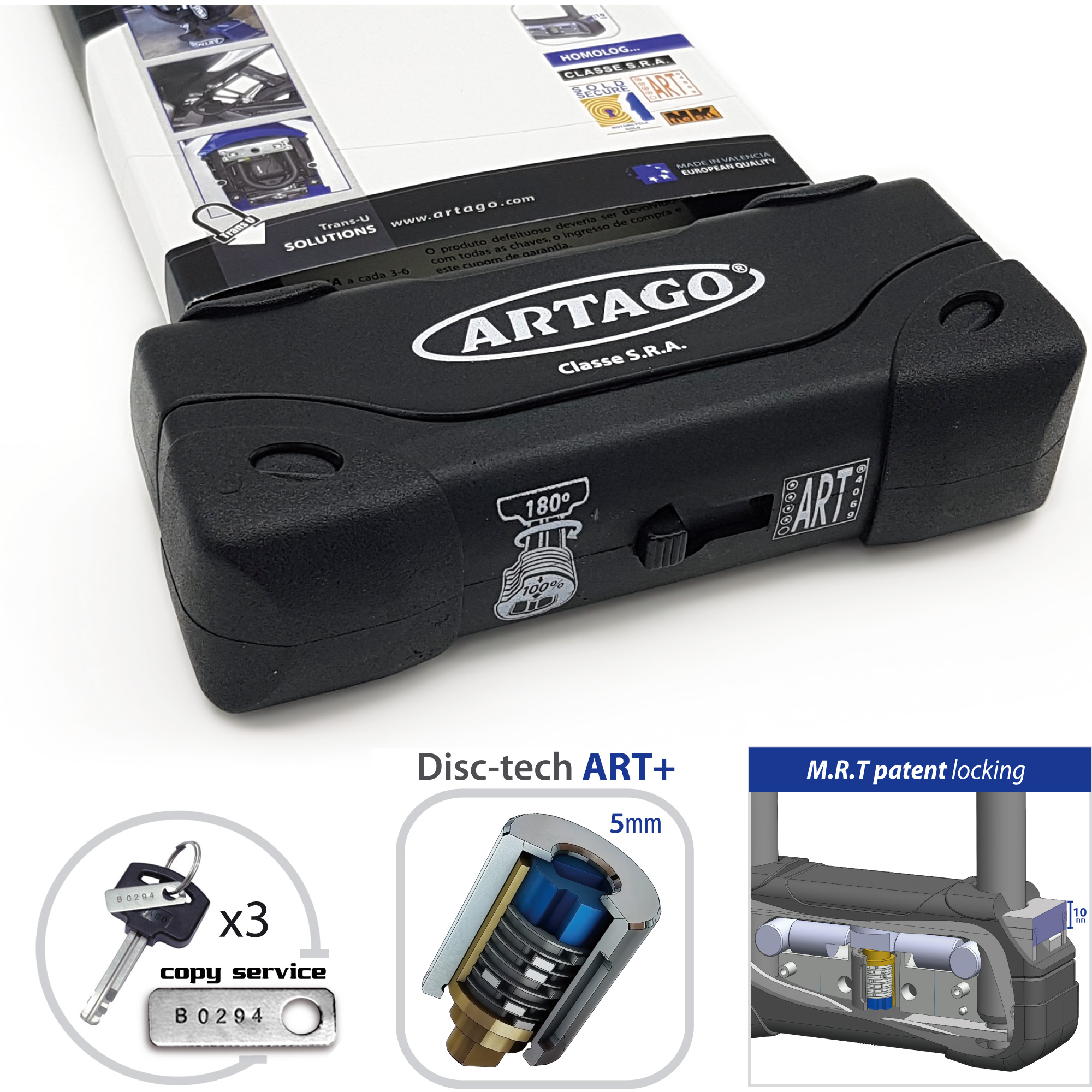 Antivol Artago SRA - U ø18mm 295 mm - Homologué - vue 4
