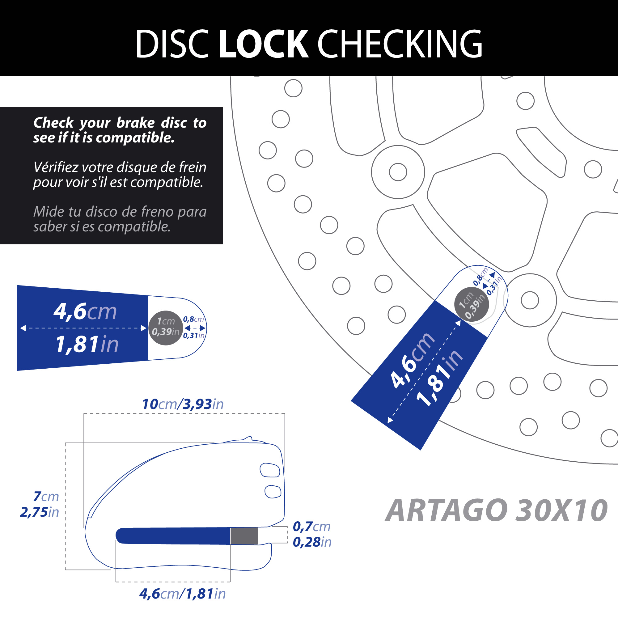 Antivol Artago SRA bloque disque Ø10 mm homologué - vue 8