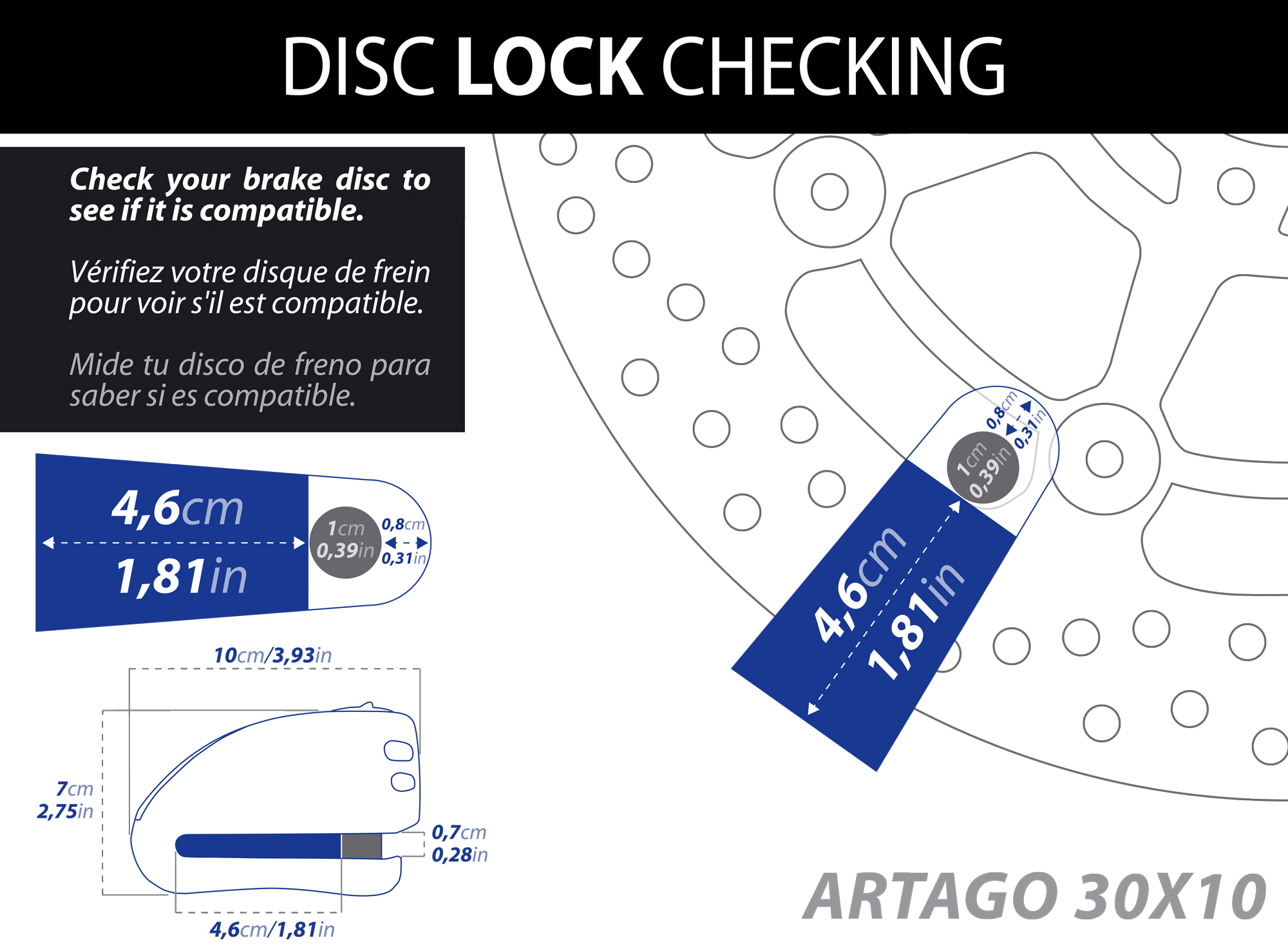Antivol Artago SRA bloque disque Ø10 mm homologué - vue 10