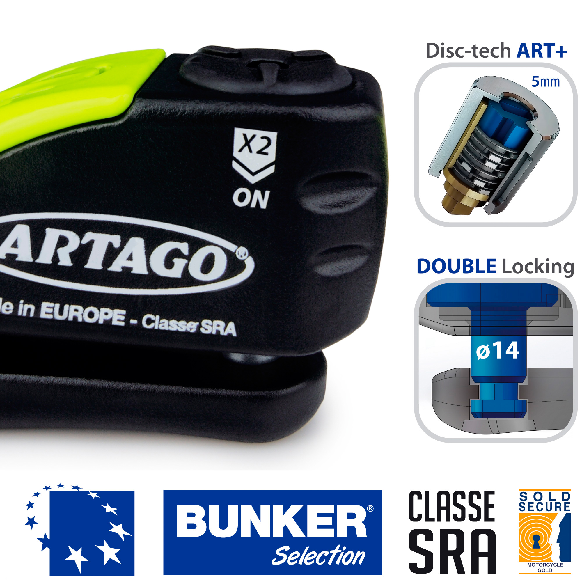 Antivol Artago SRA Bloque Disque Ø14 mm Homologué - vue 3