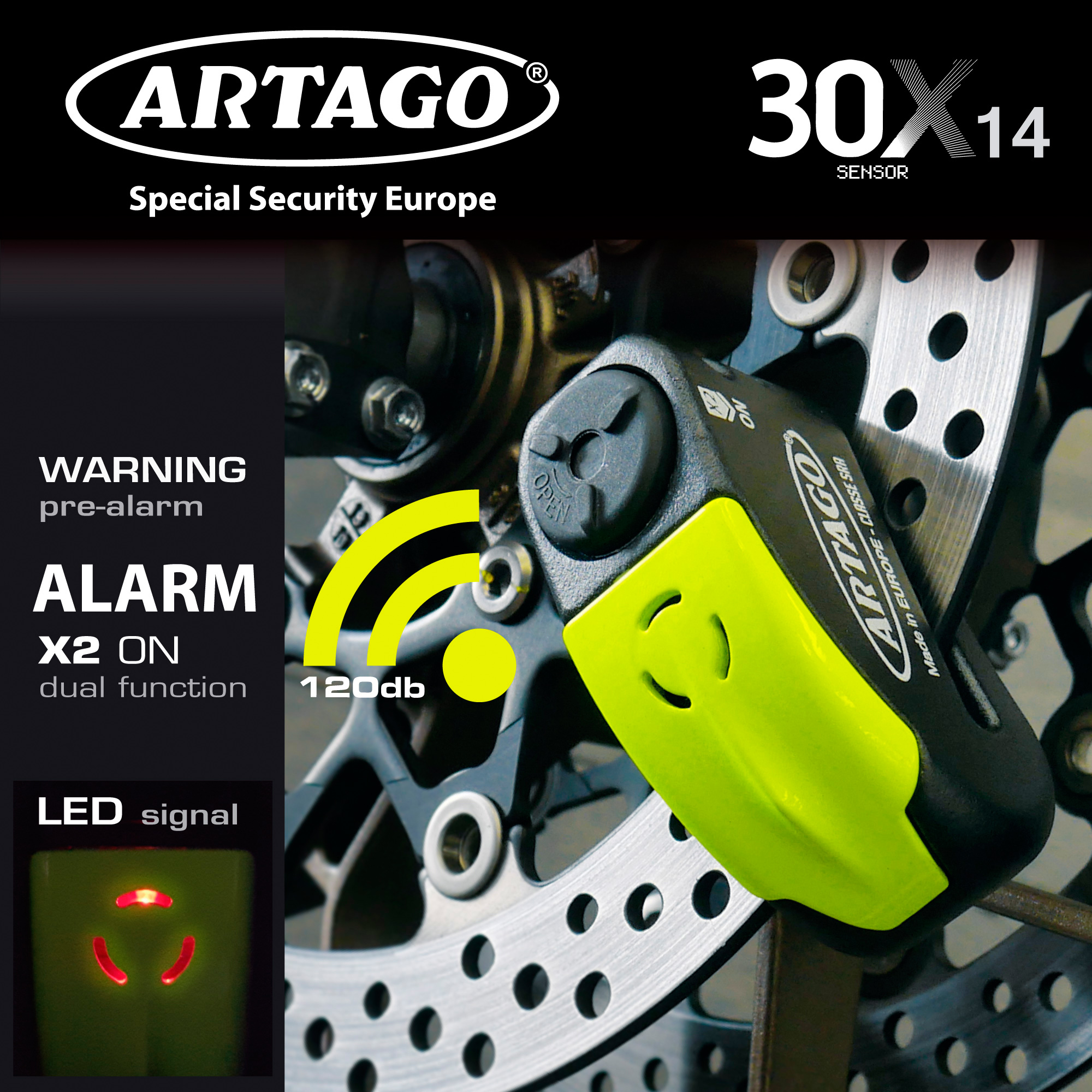 Antivol Artago SRA Bloque Disque Ø14 mm Homologué - vue 4
