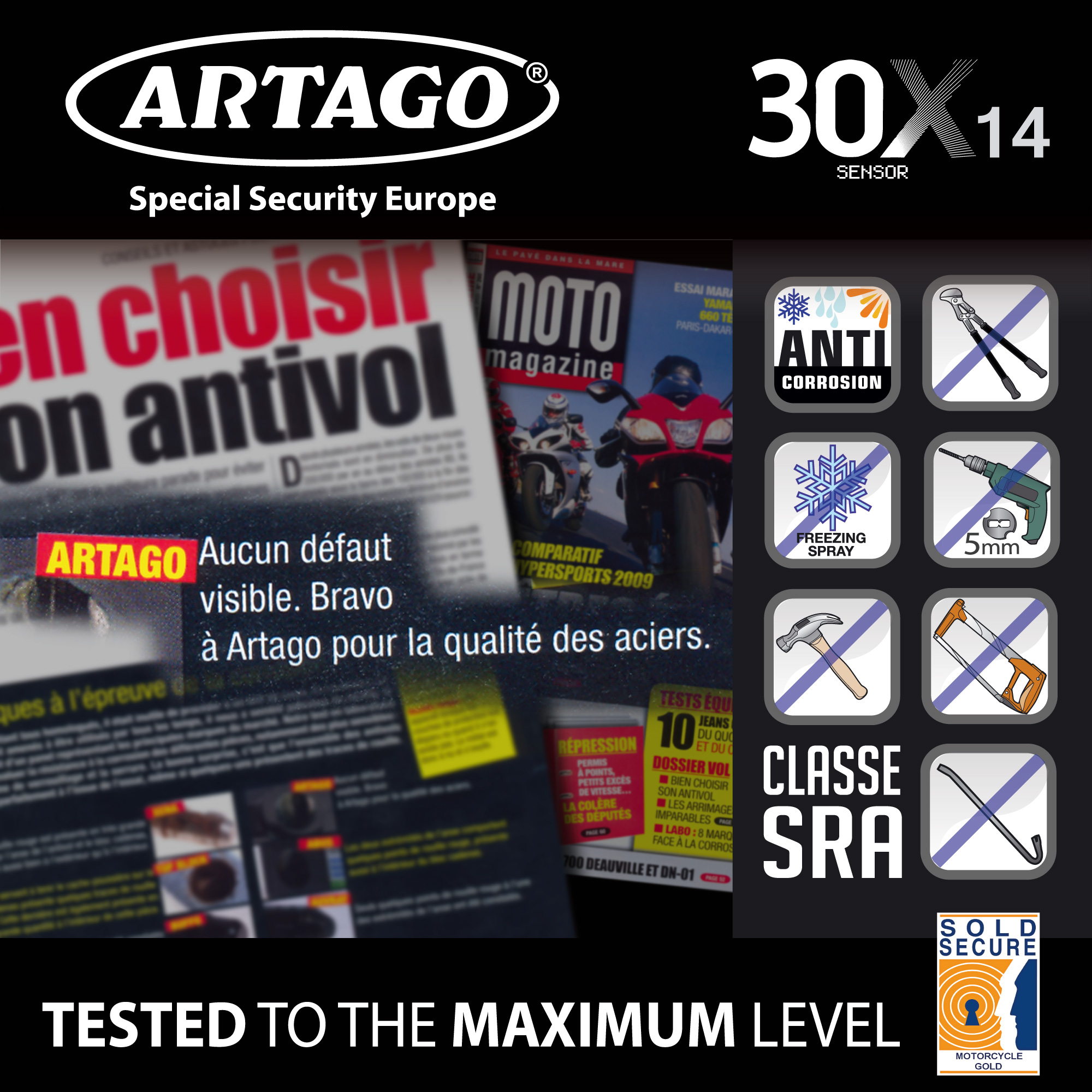 Antivol Artago SRA Bloque Disque Ø14 mm Homologué - vue 6