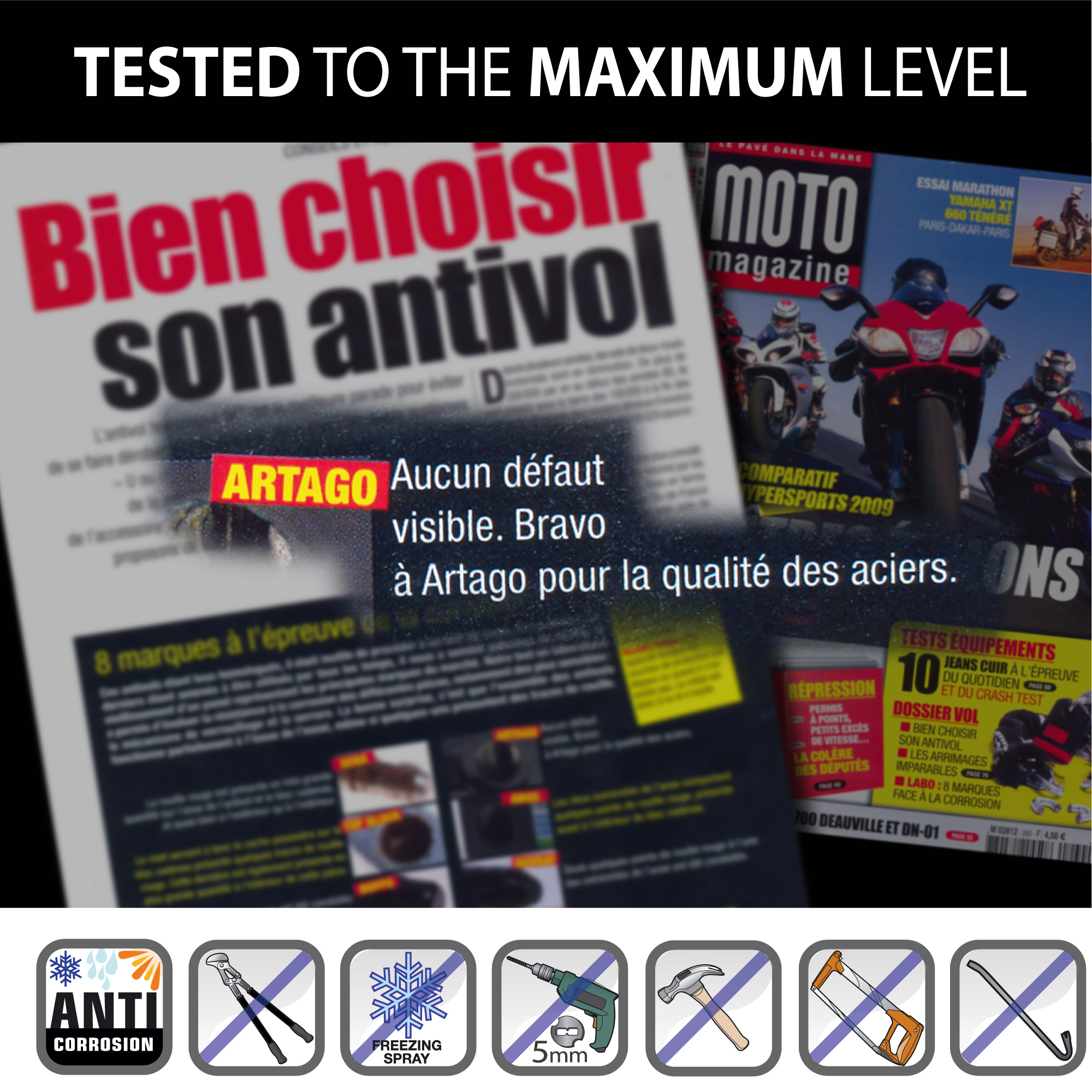 Chaîne antivol Artago SRA ø14,5 mm jaune et noir homologué - vue 6