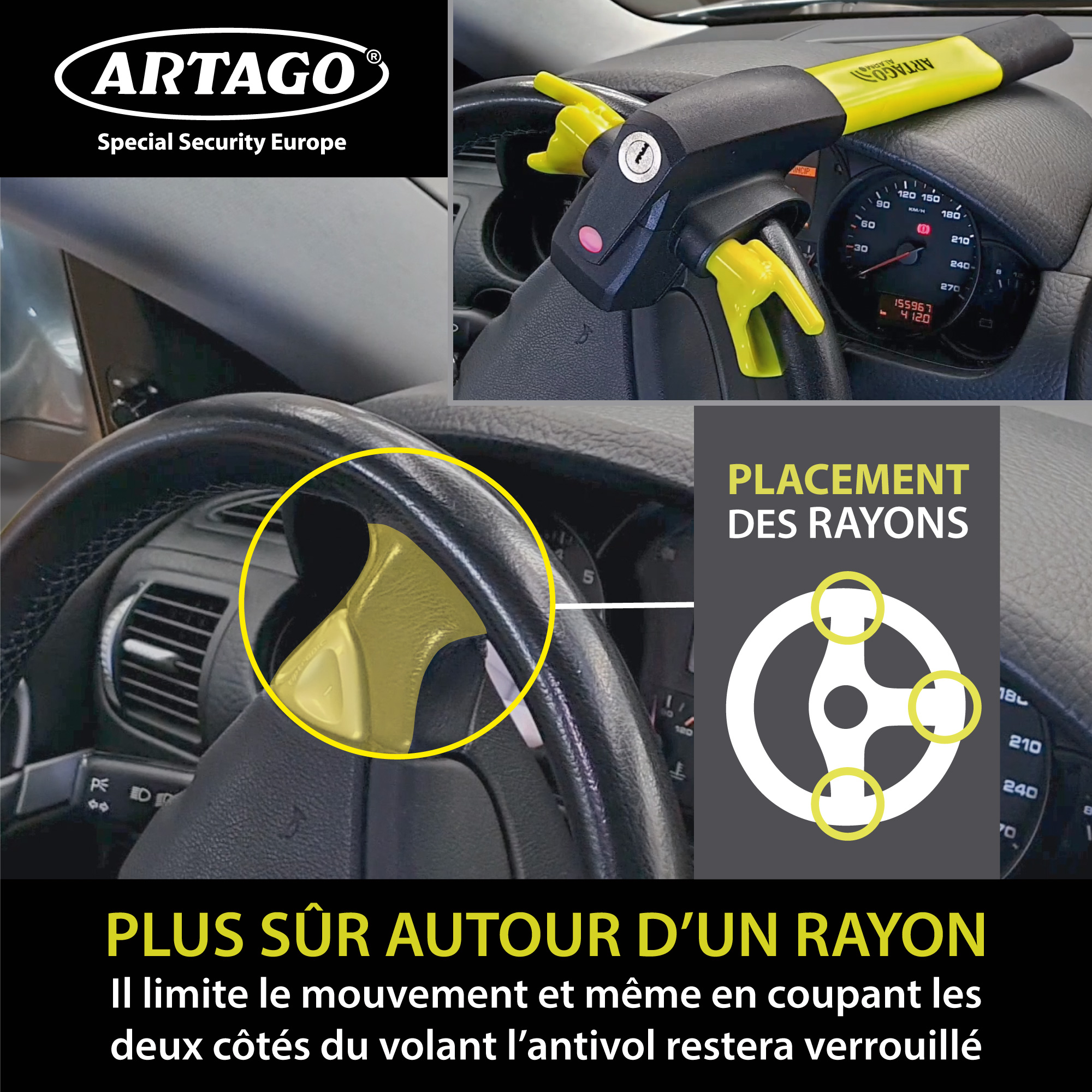 Antivol canne pour volant Artago - vue 3