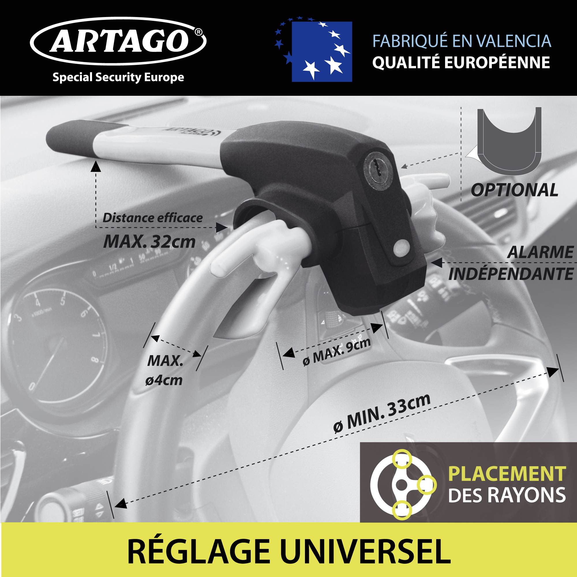 Antivol canne pour volant Artago - vue 8