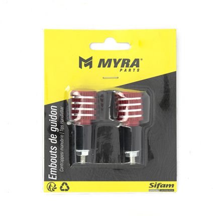 Embouts de Guidon Grille Ø17 Anodisés Rouge Myra - vue 2