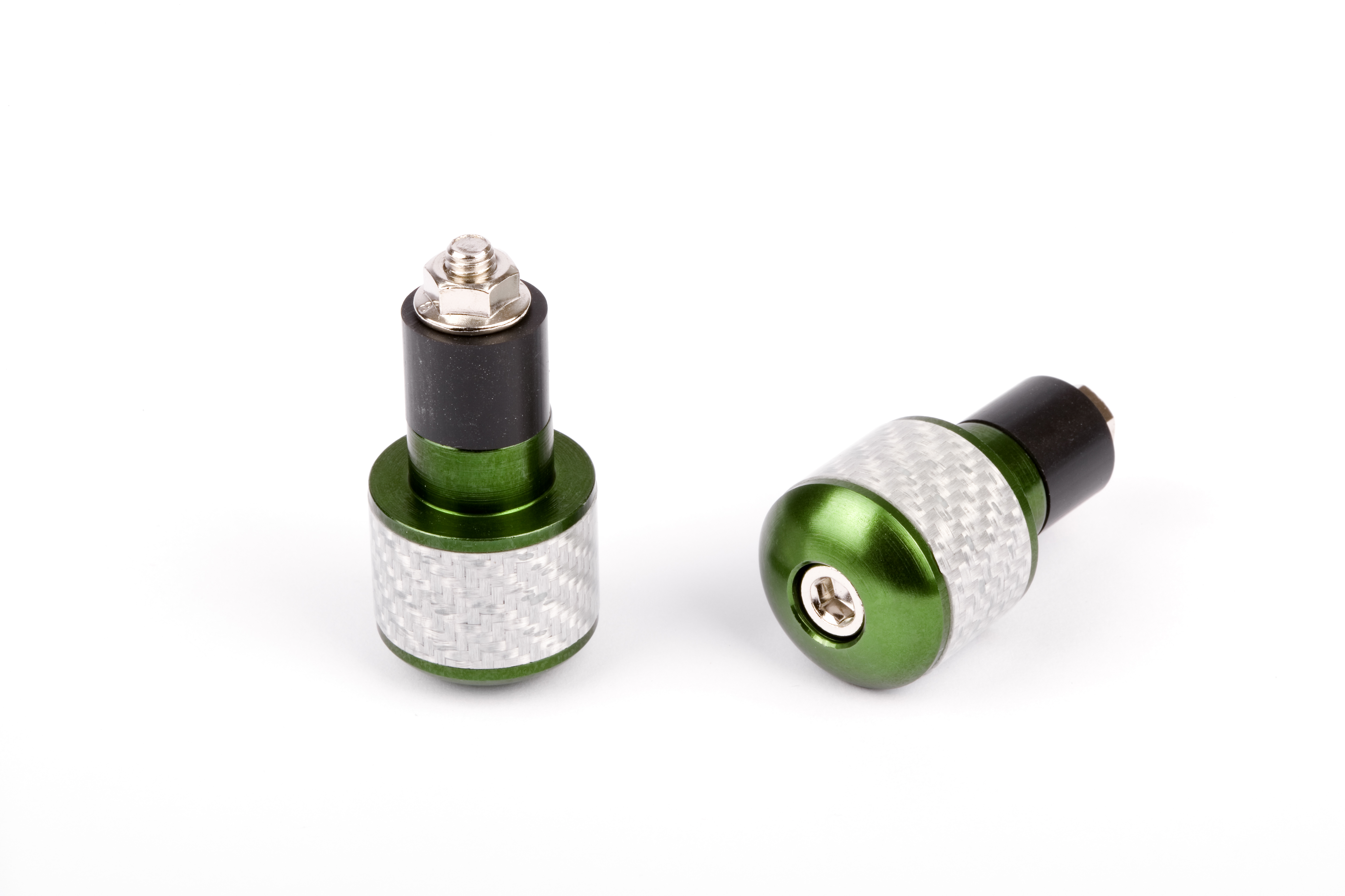 Embouts de guidon ronds Ø17 look carbone Sifam blanc et anodisés vert