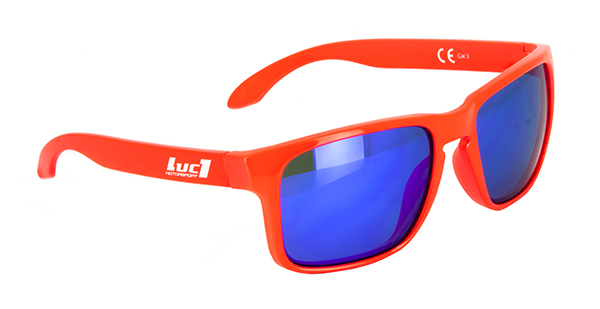 Lunettes de soleil rouge fluo Luc1 verres miroir bleu catégorie 3 CE 100% UV