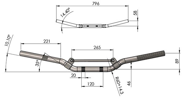 Guidon Sifam Cross aluminium anodisé + mousse - vue 2