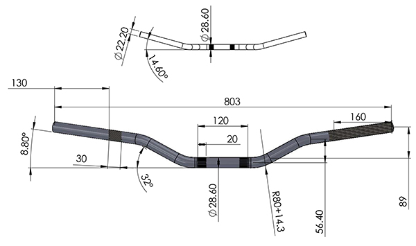 Guidon CROSS aluminium anodisé or Fatbar Ø28.6 Sifam - vue 2