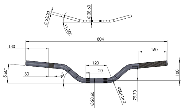 Guidon CROSS aluminium anodisé Bleu Fatbar Ø28.6 Sifam - vue 2