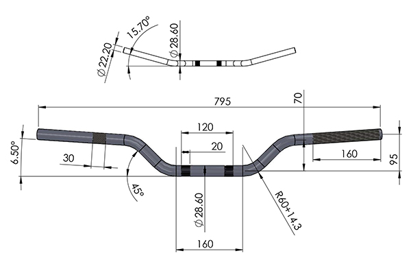 Guidon CROSS aluminium Fatbar Ø28.6 Sifam - Noir - vue 2