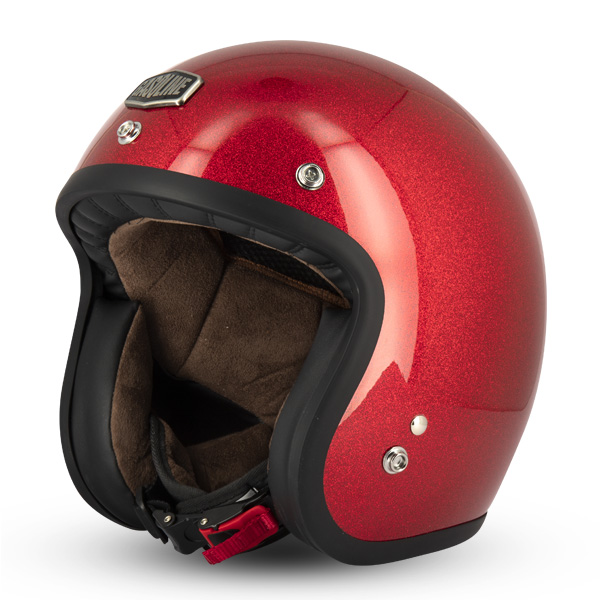Casque Jet Café Racer S250 Rouge Pailleté Brillant Gasoline Taille XXL