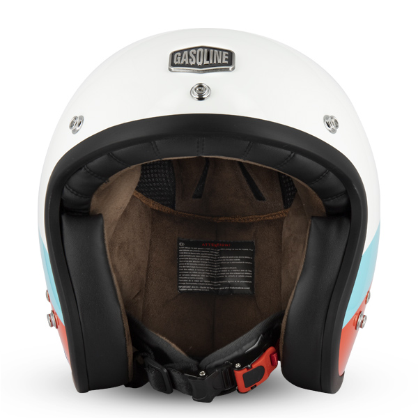 Casque Jet Café Racer S250 Blanc Bleu Ciel Rouge Brillant Taille XS Gasoline - vue 2