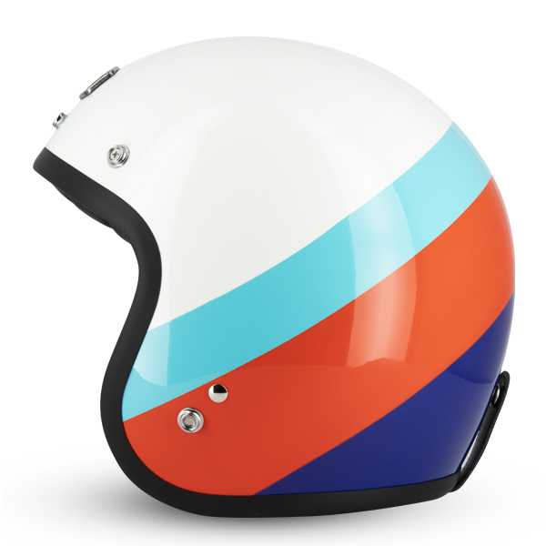 Casque Jet Café Racer S250 Blanc / Bleu Ciel / Rouge Brillant Taille XXL Gasoline - vue 3