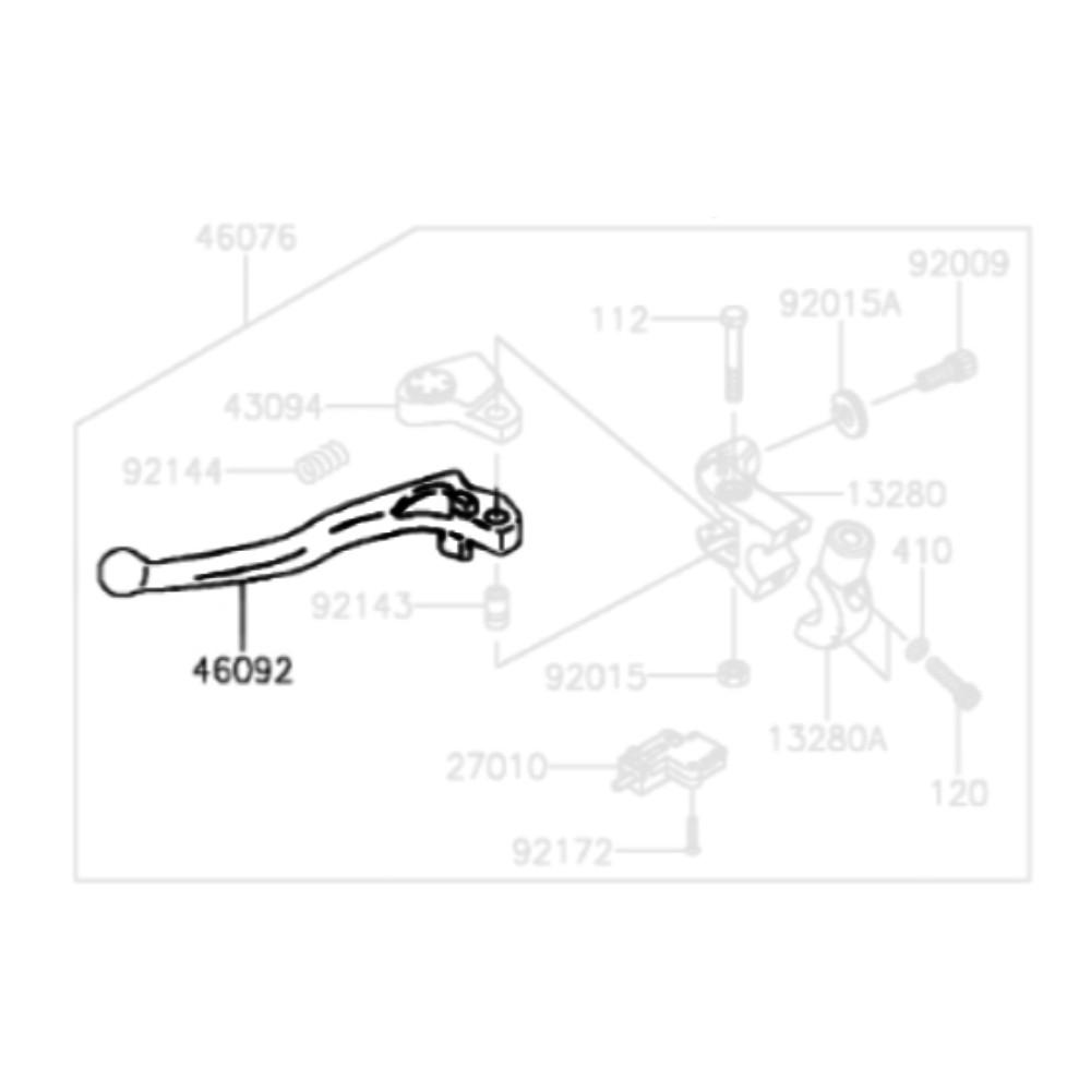 Levier d'embrayage Sifam chromé pour Kawasaki - vue 2