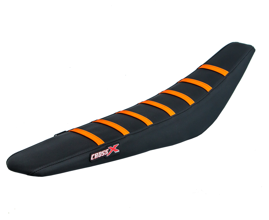 Housse de selle CrossX KTM LC SX 50 top black side black stripes orange