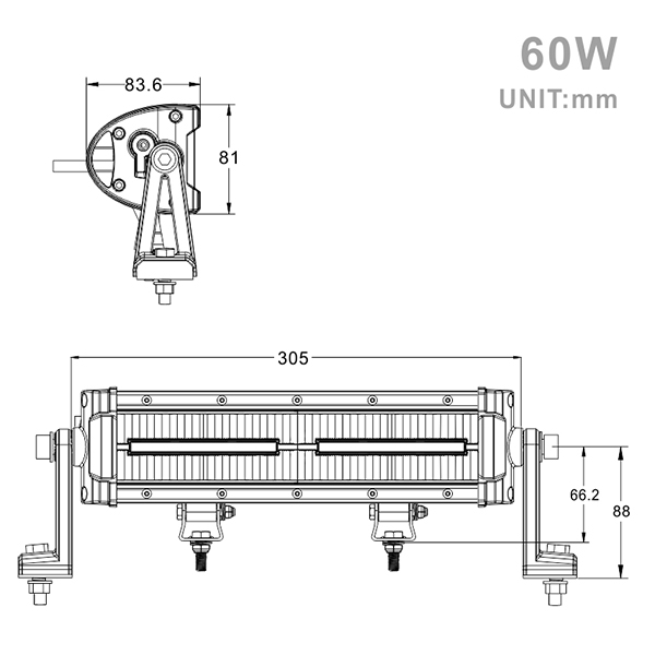 Projecteur rectangulaire LED 60W 5400 Lm Sifam avec feux de jour - vue 2