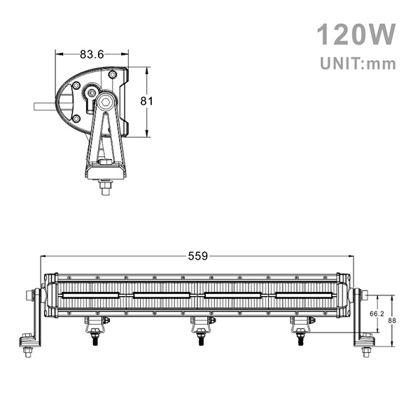 Projecteur rectangulaire LED Sifam 120W 10800 lumens avec feux de jour - vue 2