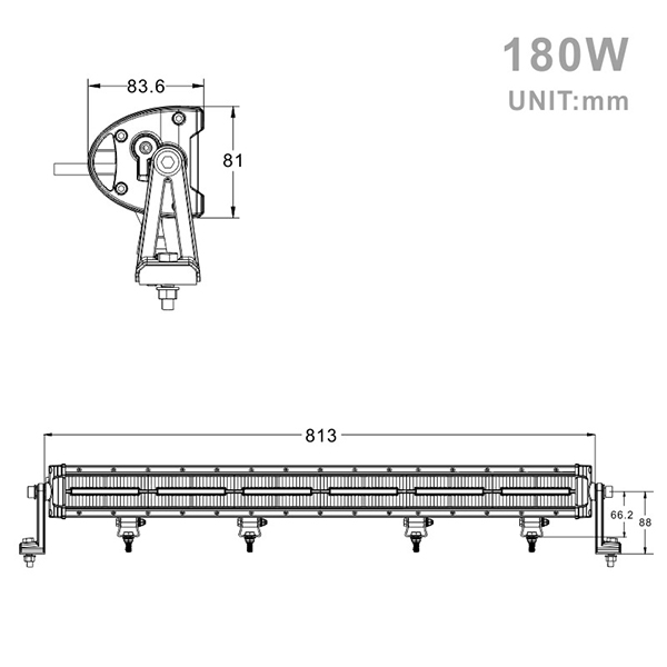 Projecteur rectangulaire LED 180W 16200 lm avec feux de jour Sifam - vue 2