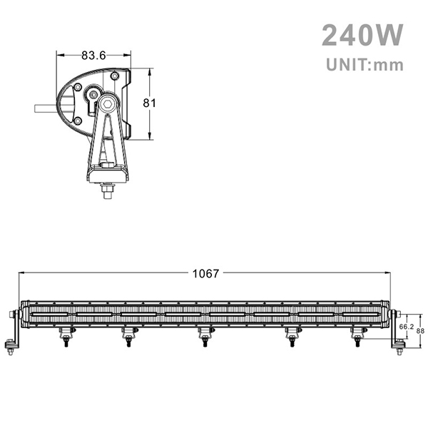 Projecteur Rectangulaire LED 240W 21600 Lm Sifam avec feux diurne - vue 2