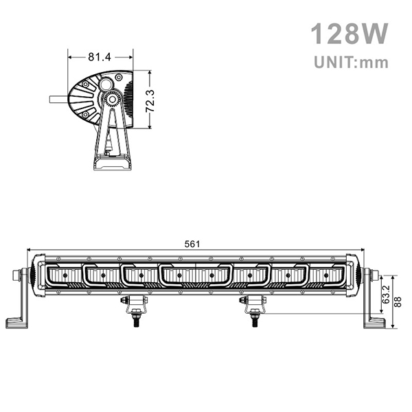 Projecteur rectangulaire LED 128W 10500 Lm avec feux de jour Sifam - vue 2