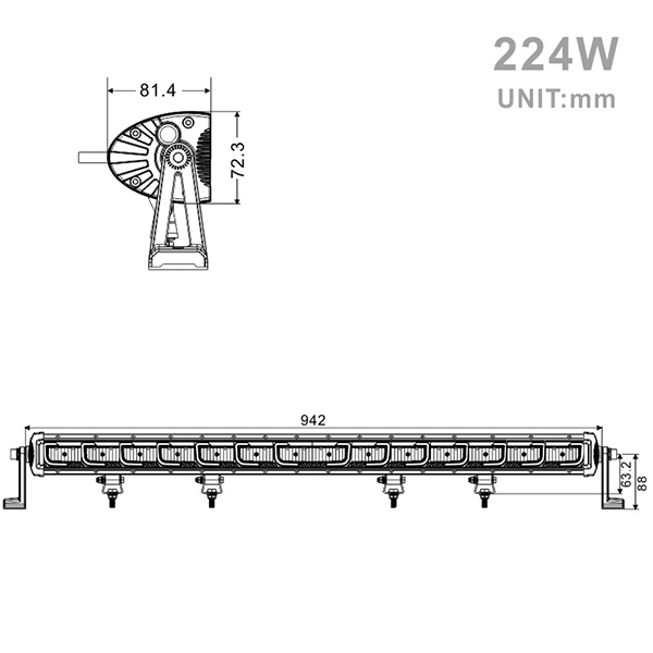 Projecteur rectangulaire LED 224W 18375 lm Sifam avec feux de jour - vue 2