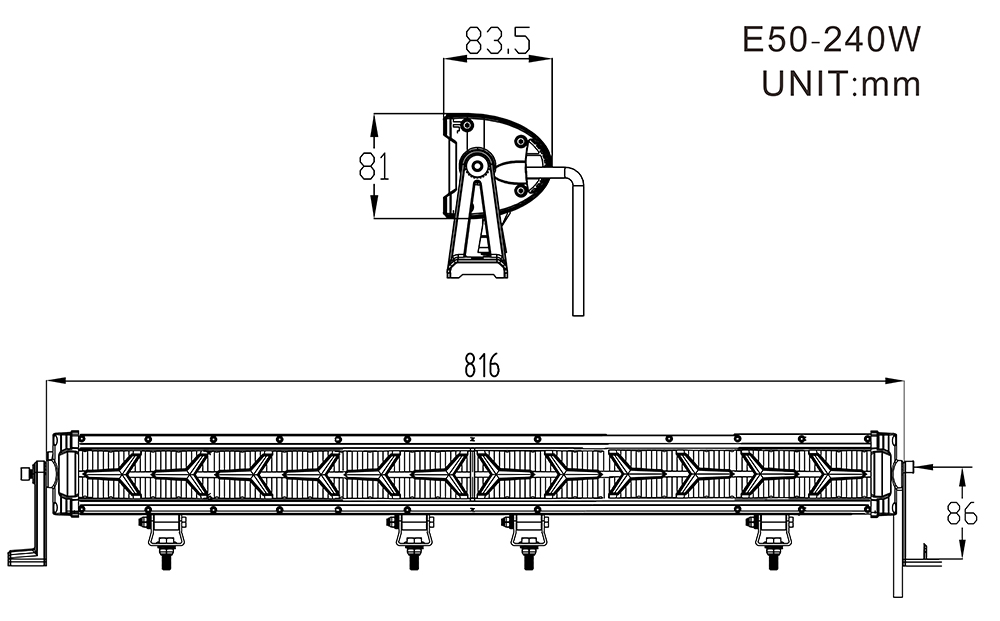Projecteur LED 32 pouces (816 mm) Sifam avec fonction feux diurne - vue 6