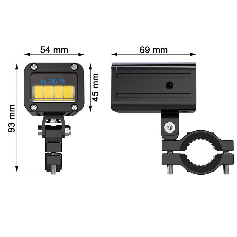 Feux additionnels 2x30W Compact Feux de jour / Longue portée à commande sans fil Ecobene - vue 2