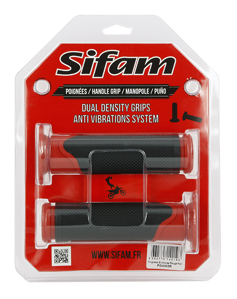 Poignées anti-vibrations rouges/noires Sifam Ø22mm - vue 2