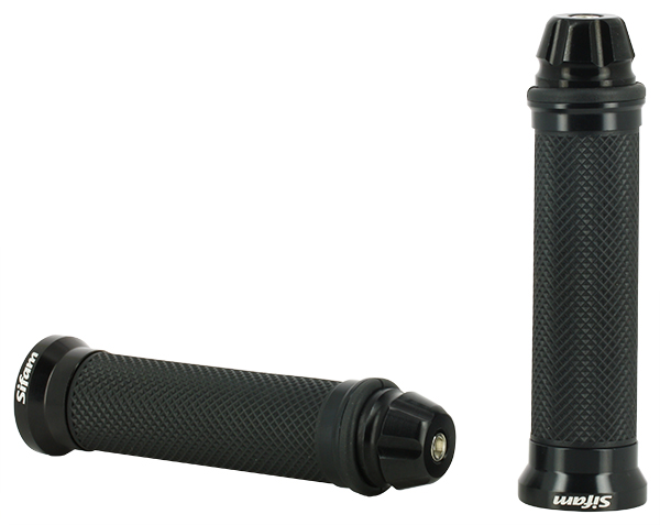 Poignées noires fermées avec embouts de guidon vissés ø22mm Sifam