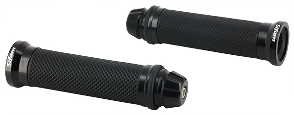Poignées noires fermées avec embouts de guidon vissés ø22mm Sifam - vue 2
