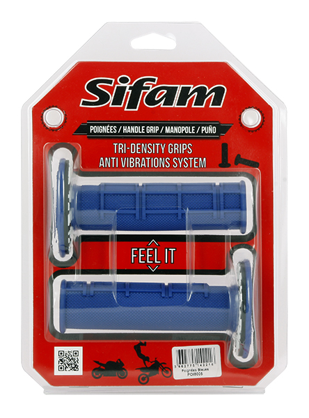 Poignées anti-vibrations bleues cross Sifam Ø22mm - vue 2