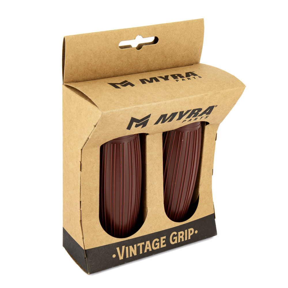 Poignées Moto Ballon Lignées Vintage Grip Marron Myra - vue 2