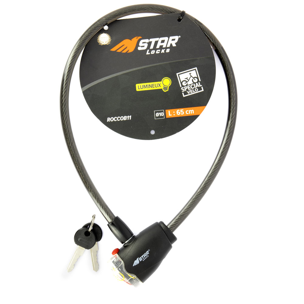 Antivol Câble Tressé Ø10mm x 650mm Lumineux Star Locks - vue 2